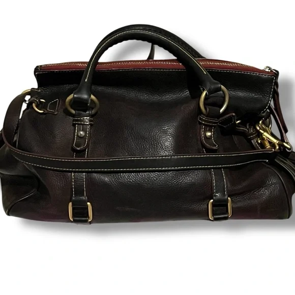 Dooney & Bourke Florentine Large Leather Satchel Dark Brown - Picture 10 of 15